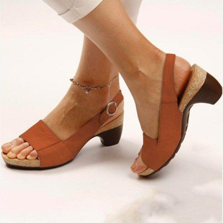 Summer New Style Fish Mouth Buckle Thick Heel Large Size Fashion Sandals - Cruish Home