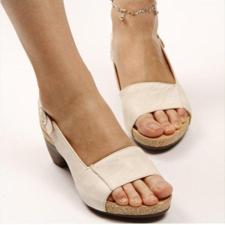 Summer New Style Fish Mouth Buckle Thick Heel Large Size Fashion Sandals - Cruish Home