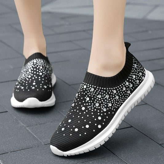 Trendy Set Of Feet Socks Elastic Casual Shoes Fashion Personality Rhinestone Flying Shoes - Cruish Home