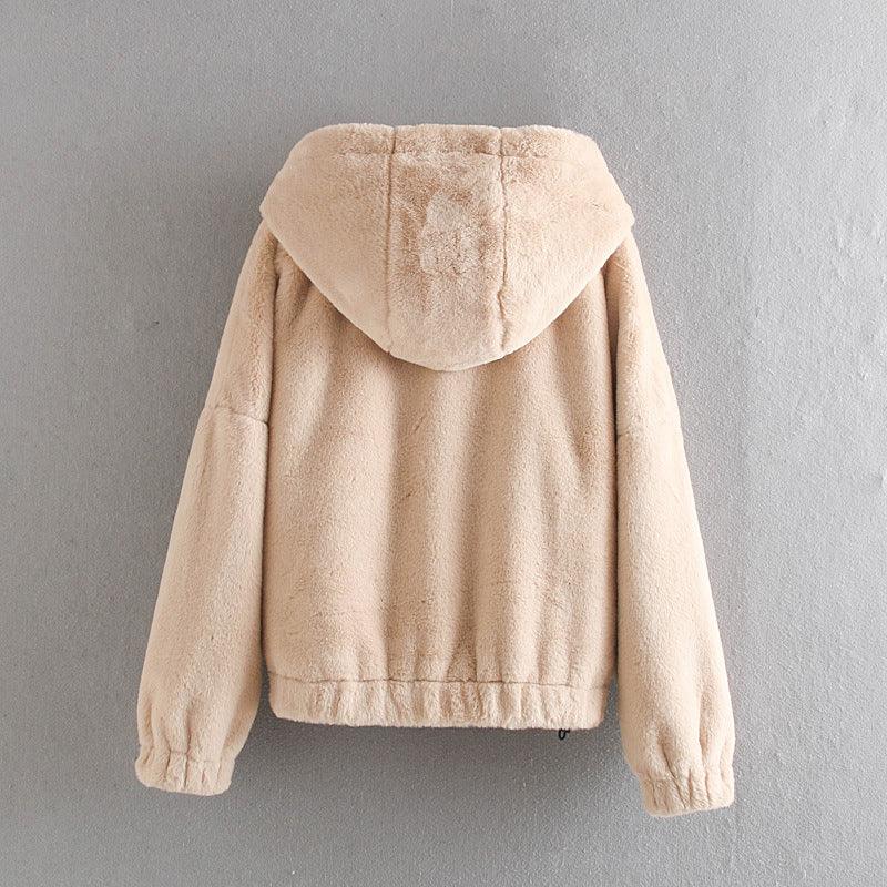 Hoodies Sweatshirts TRAF Pullovers Pockets Teddy Long-Sleeve Female Vintage Women Fashion - Cruish Home