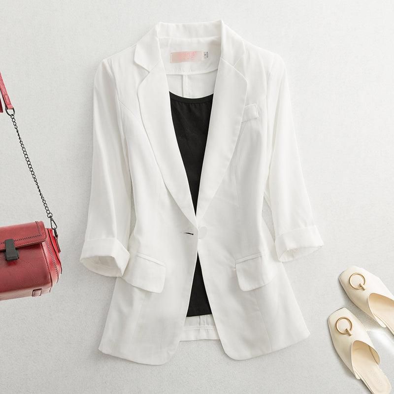 Spring Casual Thin White Sun Protection Suit Short Top - Cruish Home