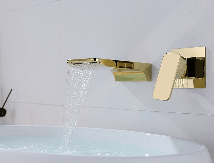 Concealed Copper Wall-Mounted Black Hot And Cold Water Waterfall Basin Faucet - Cruish Home