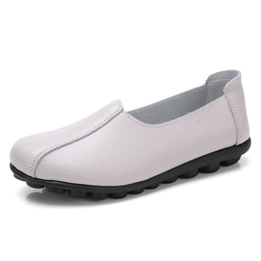 New Style Cowhide Peas Shoes Women'S Large Size Non-Slip Casual Shoes Flat Sole Women'S Shoes - Cruish Home