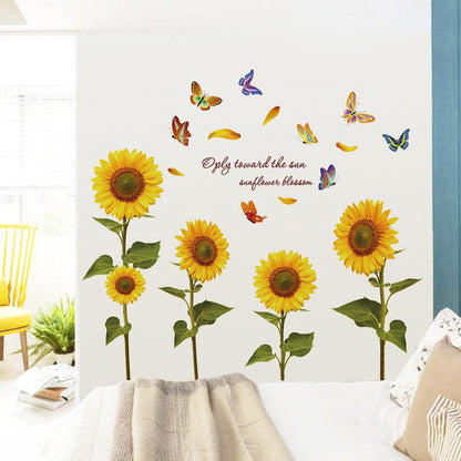 Hand-Painted Butterfly Sunflower Wall Paste Kindergarten Wall Installation - Cruish Home