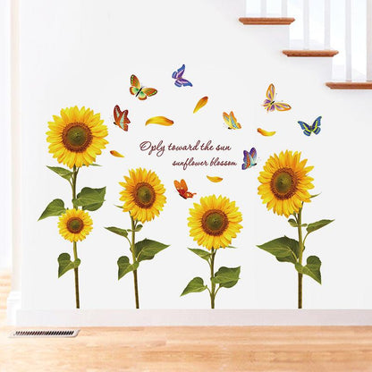 Hand-Painted Butterfly Sunflower Wall Paste Kindergarten Wall Installation - Cruish Home