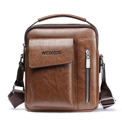 Men's PU Vertical Fashion Messenger Bag