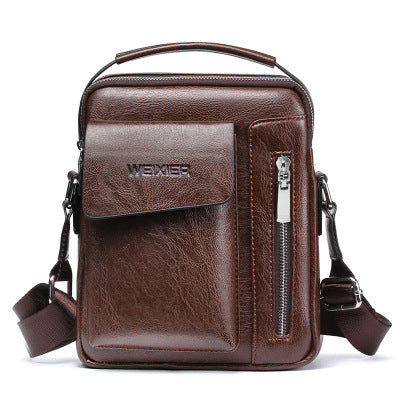 Men's PU Vertical Fashion Messenger Bag