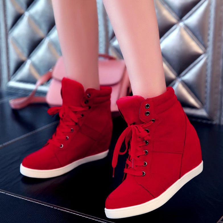 Plus Velvet Warm Cotton Shoes, Lace Up Women's Shoes, High-top Casual Shoes - Cruish Home