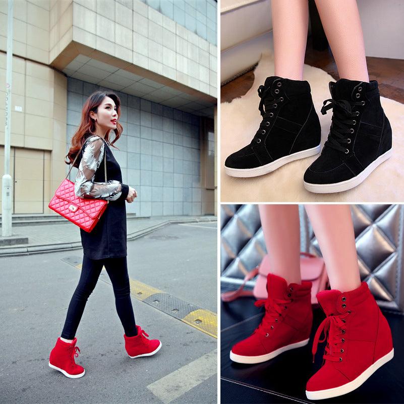 Plus Velvet Warm Cotton Shoes, Lace Up Women's Shoes, High-top Casual Shoes - Cruish Home