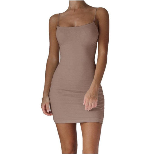 Solid Color Sleeveless Slim-fit Suspender Women's Dress - Cruish Home