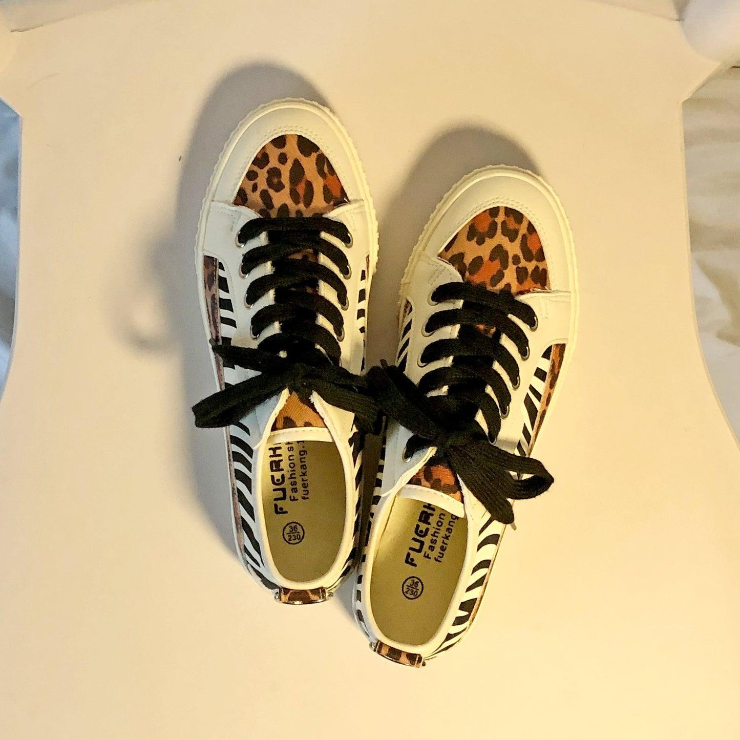 Zebra And Leopard Pattern Stitching Low-cut Canvas Shoes Women - Cruish Home