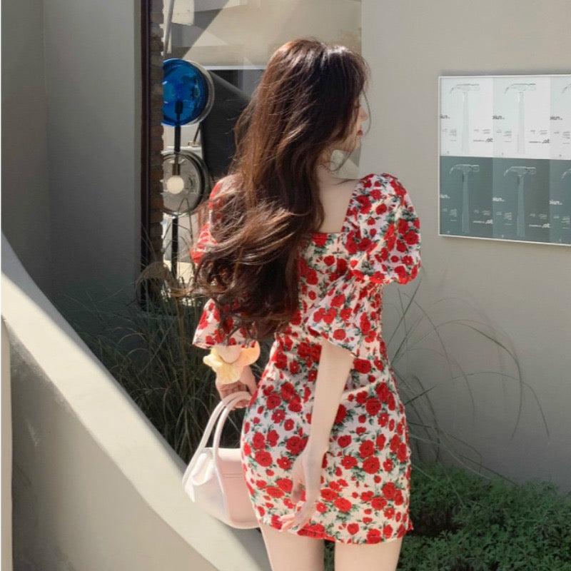 Fat MM French Tea Break Floral Dress Summer Large Size, Gentle, Slim, Thin, Buttocks Short Skirt Female - Cruish Home