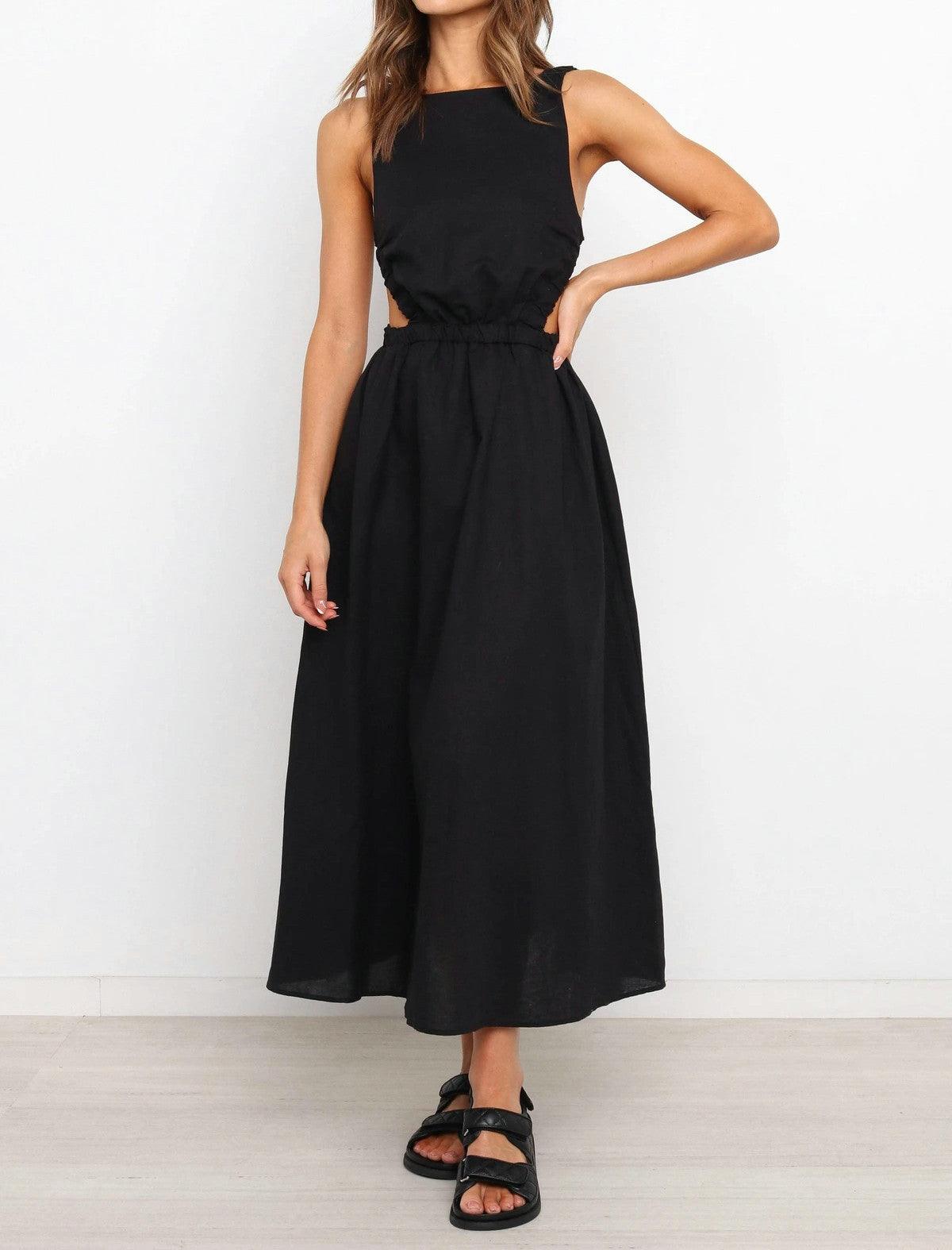 Sexy Sleeveless Suspender Halter Elastic Waist Long Dress - Cruish Home