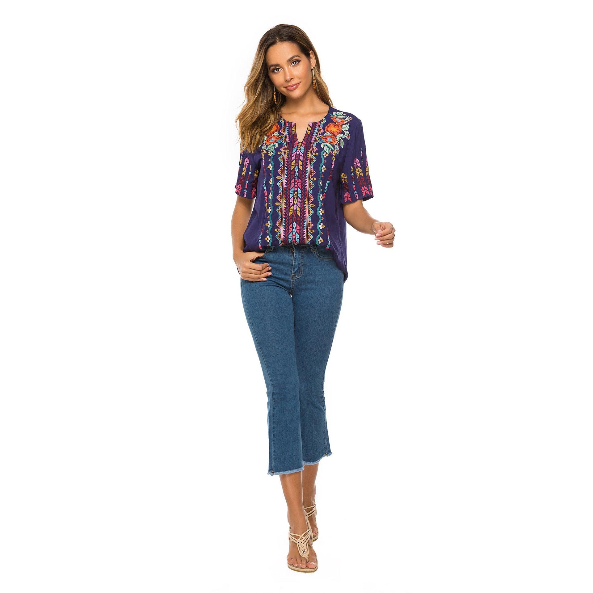 European And American Embroidery Shirt Women's Design Sense Blouse - Cruish Home