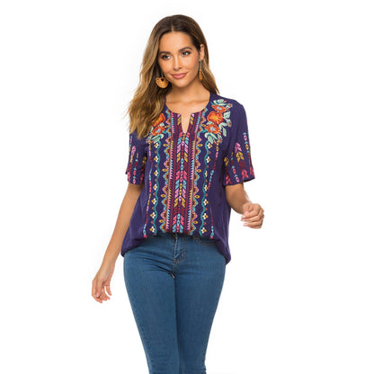 European And American Embroidery Shirt Women's Design Sense Blouse - Cruish Home