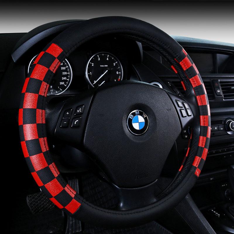 New Plaid Leather Steering Wheel Cover - Cruish Home