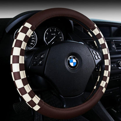 New Plaid Leather Steering Wheel Cover - Cruish Home