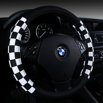 New Plaid Leather Steering Wheel Cover - Cruish Home