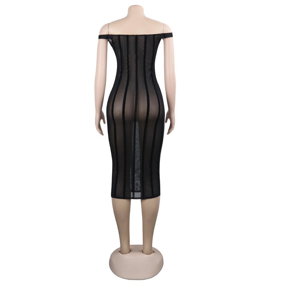 One-line Neck Slim Nightclub Dress With Chest Patch Buttocks - Cruish Home