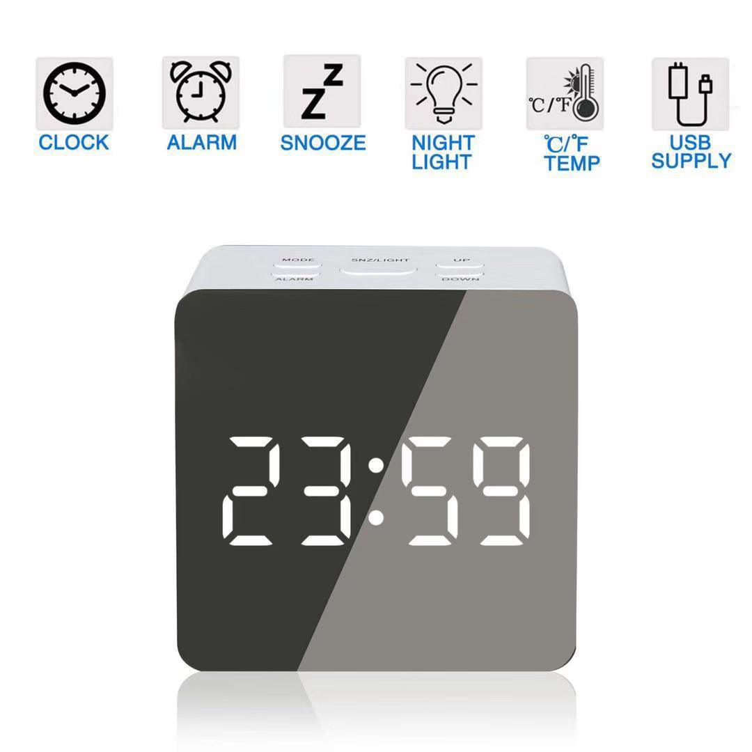 Alarm Clock Clock Makeup Mirror Clock Battery Plug-in Dual-purpose Mirror Alarm Clock - Cruish Home