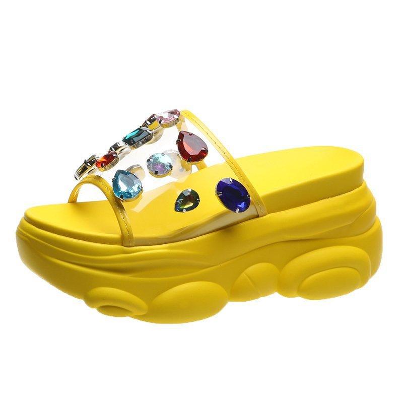 Summer Women Rhinestone Bling Sandals Female Thick-Bottom Shoes - Cruish Home