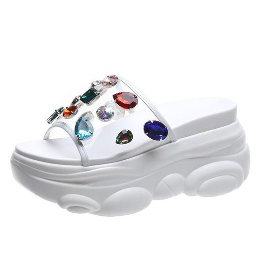 Summer Women Rhinestone Bling Sandals Female Thick-Bottom Shoes - Cruish Home