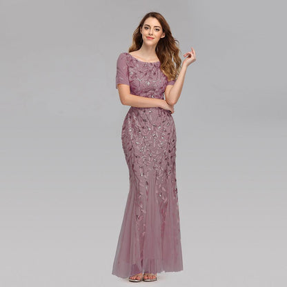 Summer And Autumn Dress European And Beautiful Women Host Sequin Evening Dress - Cruish Home