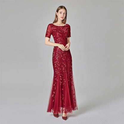 Summer And Autumn Dress European And Beautiful Women Host Sequin Evening Dress - Cruish Home