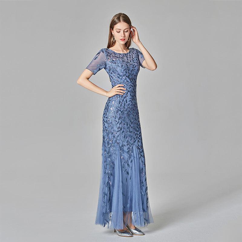 Summer And Autumn Dress European And Beautiful Women Host Sequin Evening Dress - Cruish Home