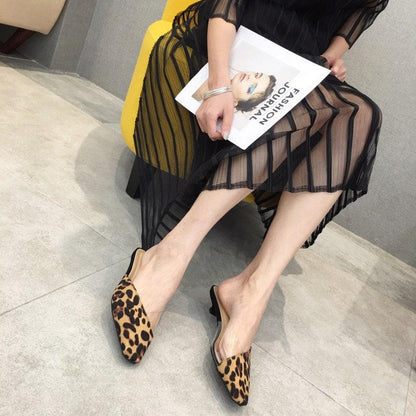 Leopard Print Baotou Half Slippers Female Summer Fashion Outer Wear - Cruish Home