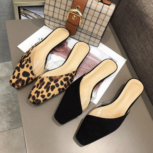 Leopard Print Baotou Half Slippers Female Summer Fashion Outer Wear - Cruish Home