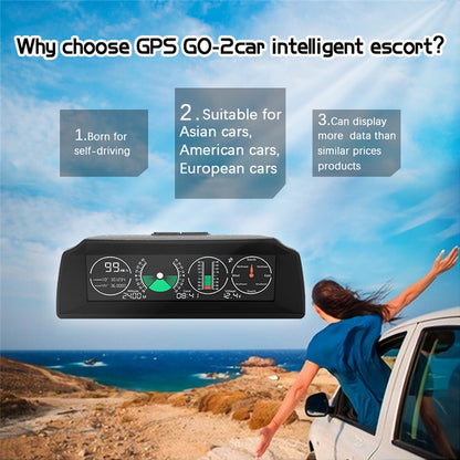 GPS GO 2 Universal Car HUD Monitoring Speed Level Gradient Compass