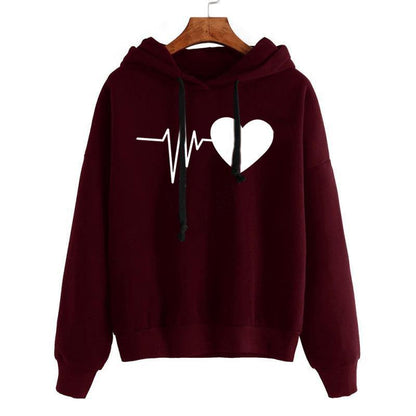 Heart Print Streetwear Hoodies Women Sweatshirt Spring Autumn Long Sleeve Hoodie Clothes - Cruish Home