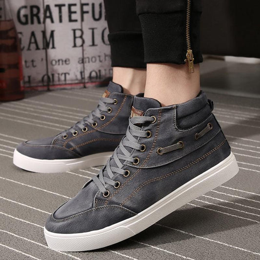 summer breathable denim high-top shoes men Korean version of tide shoes casual sports men's classic canvas shoes - Cruish Home