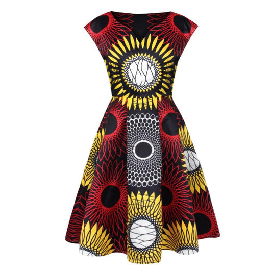 Digital print nightclub sleeveless collar dress - Cruish Home