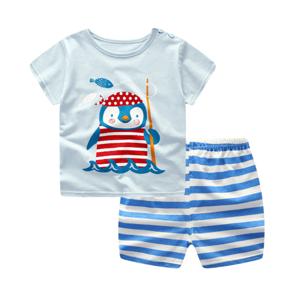 Cartoon Clothing Baby Boy Summer Clothes T-shirt Baby Girl Casual Clothing Sets - Cruish Home