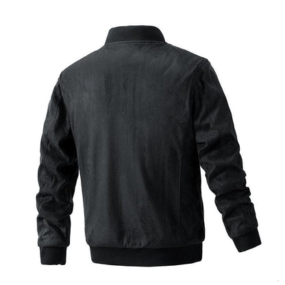 Suede Stand Collar Men's Jacket Double Zipper Pocket Clothing Mens - Cruish Home