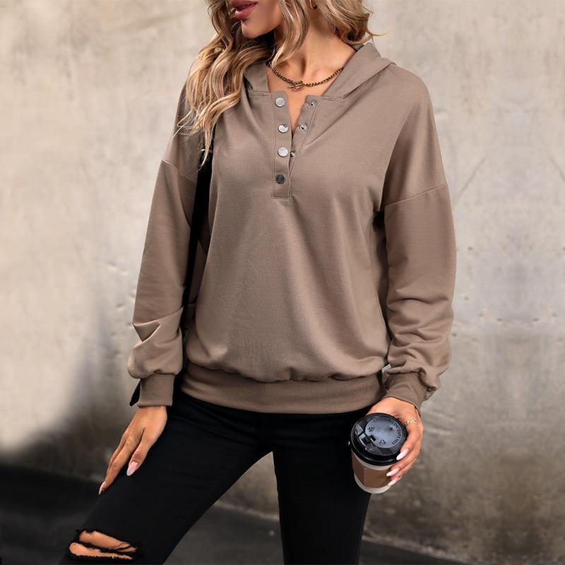 Women's Solid Color Long-sleeved Hoodie - Cruish Home