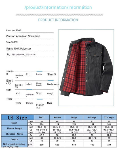 Lapel Plaid Flannel Casual Retro Western Style Jacket - Cruish Home