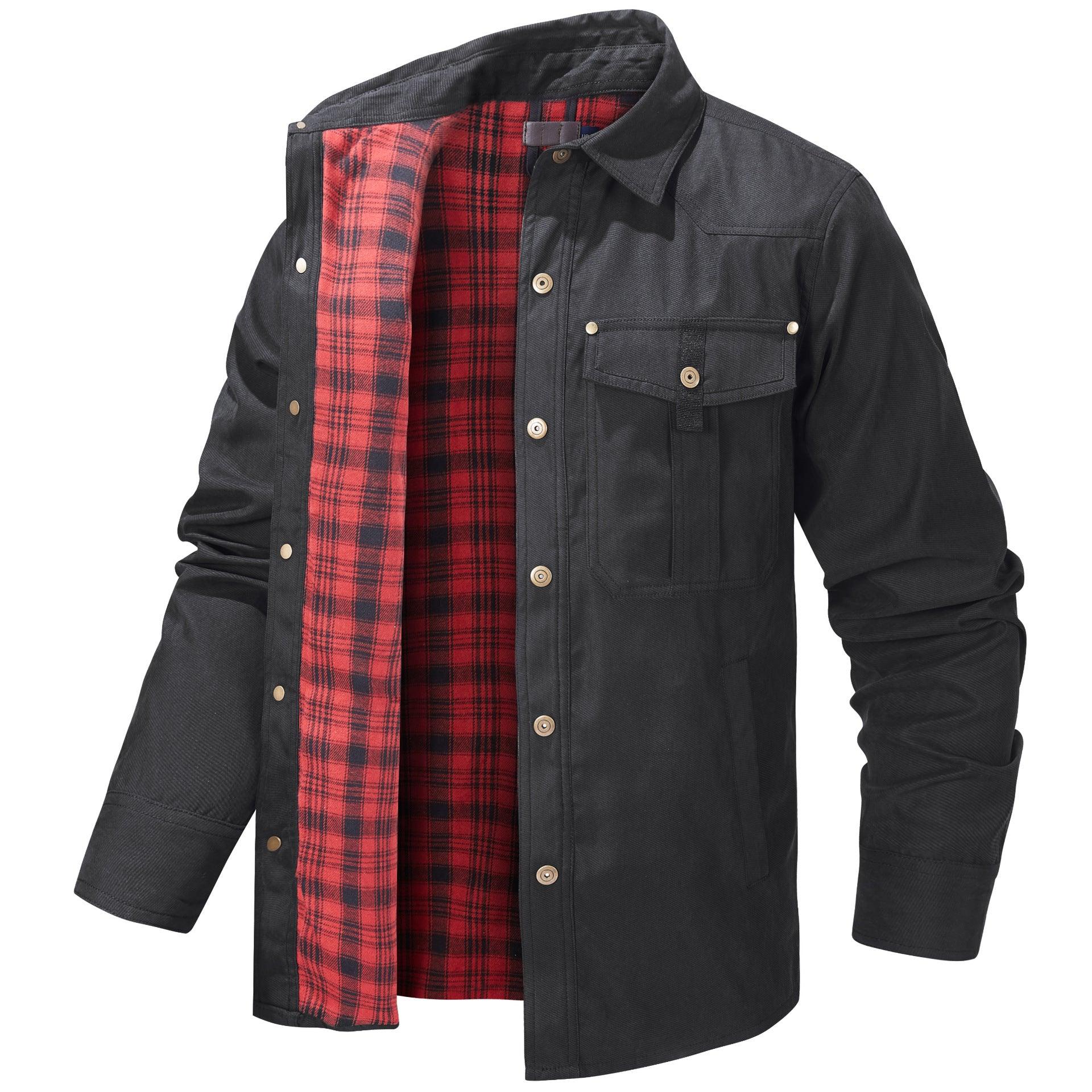 Lapel Plaid Flannel Casual Retro Western Style Jacket - Cruish Home