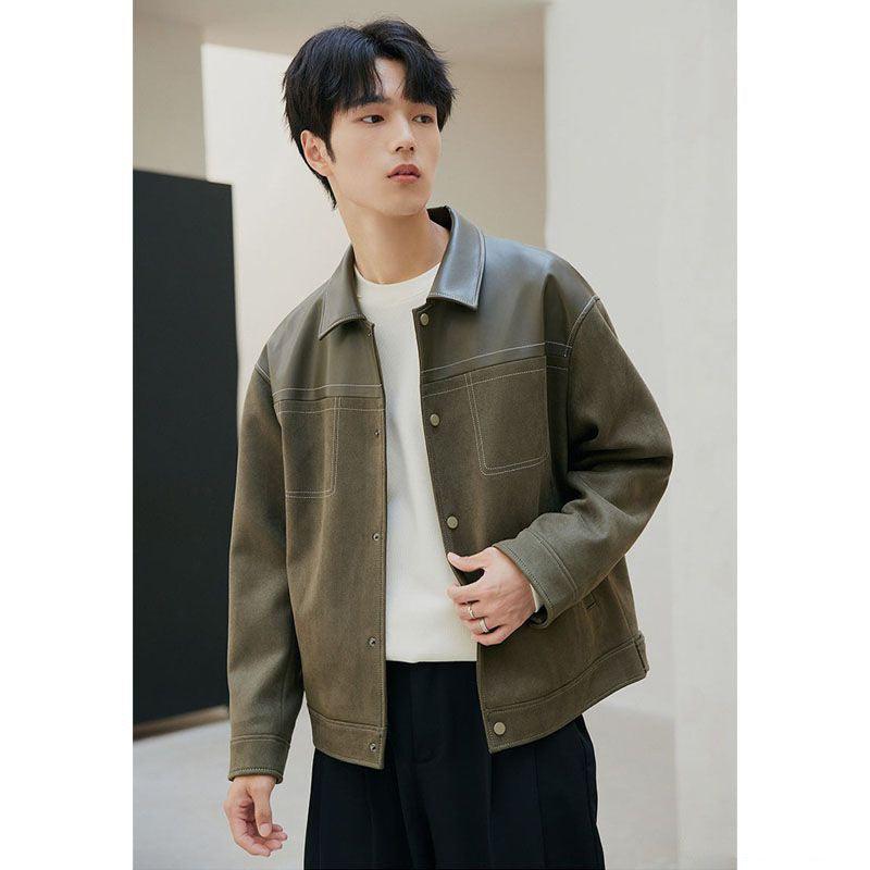 PU Leather Jacket Casual Pu Handsome Men's Clothing Loose Top Coat - Cruish Home