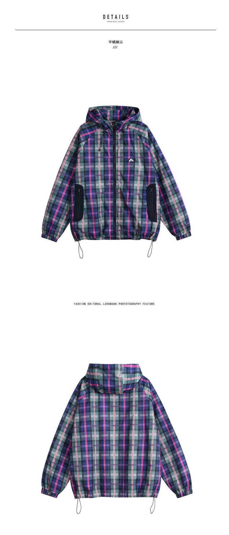 Unisex Style Casual Plaid Hooded Oversize Jacket - Cruish Home