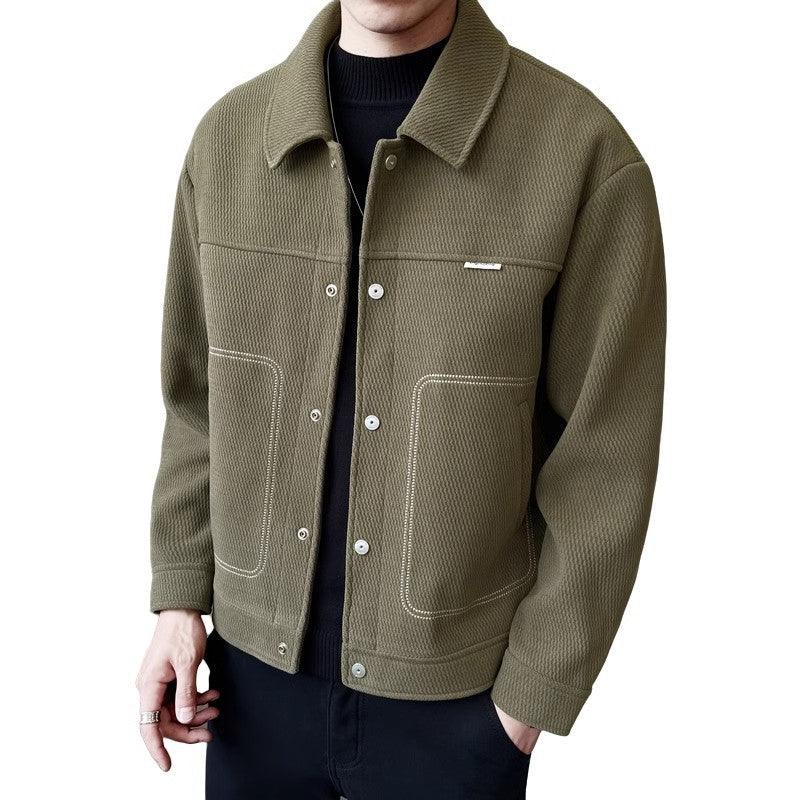 Men's Thickened Fashion All-matching Polo Collar Jacket Casual Coat Top - Cruish Home