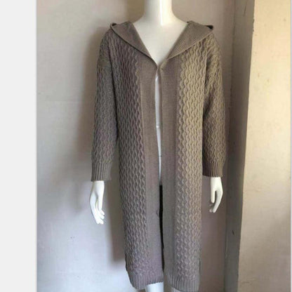 Women's Solid Color Cardigan Jacket Knit Sweater Hooded - Cruish Home