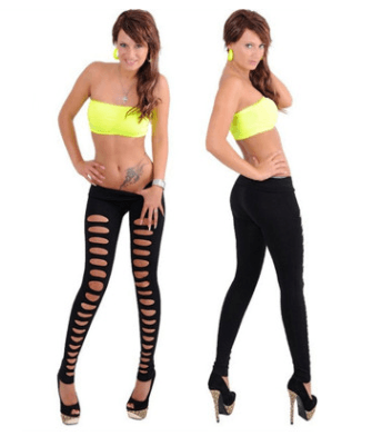 Front hole seamless leggings female was thin solid color stretch tights - Cruish Home