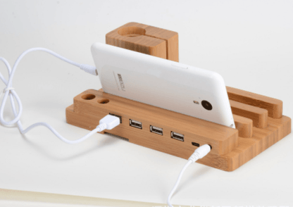 Compatible with Apple , Bamboo, wood andMobile applewatch bracket charging wooden bracket multi-function flat cell phone base - Cruish Home