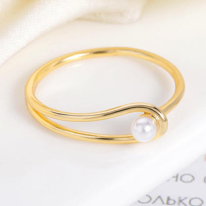 Ring Pearl Geometric Women's Cold Wind Design Sense - Cruish Home