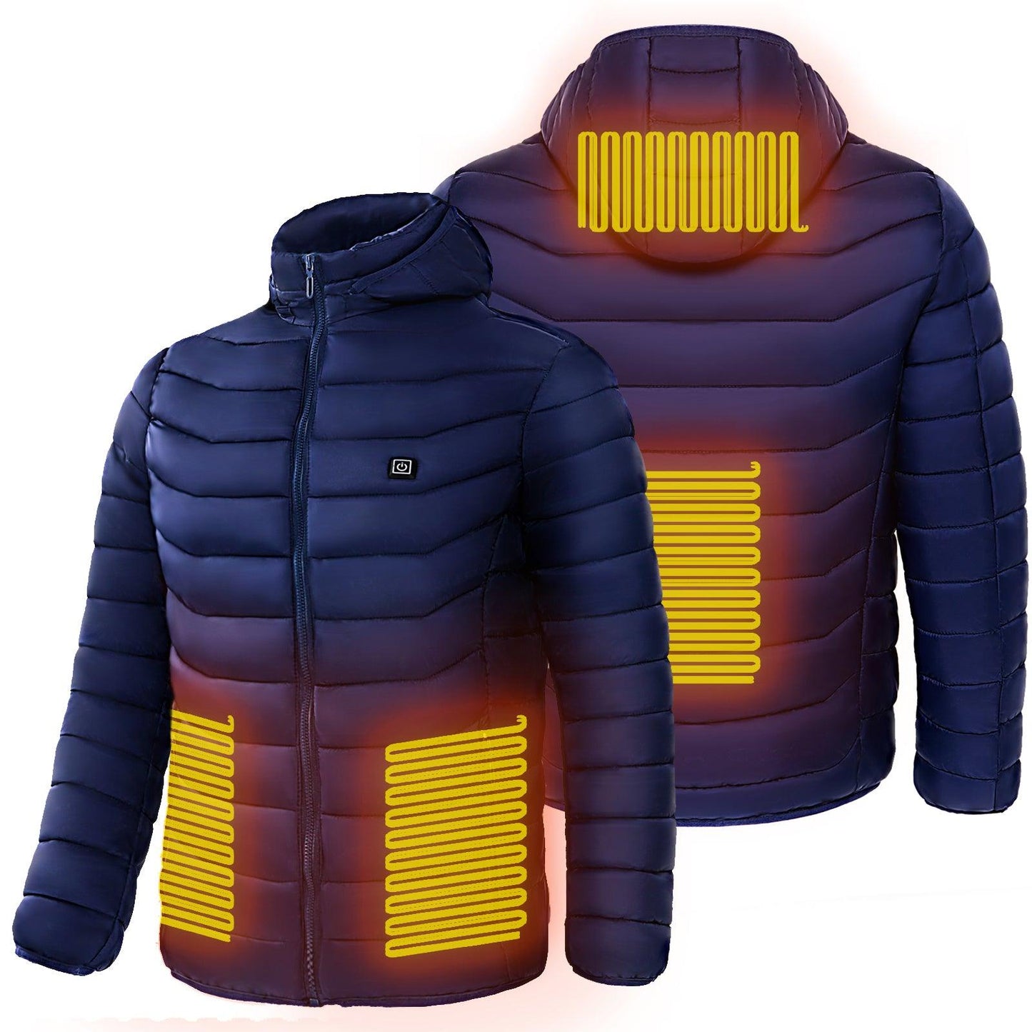 Men Heated Puffer Jacket Electric Heating Coat Insulated Hood Windbreaker - Cruish Home