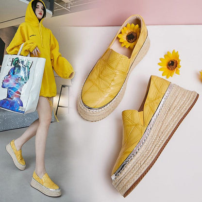 Lazy Single Shoes Yellow High Heel One Pedal Fisherman Shoes - Cruish Home