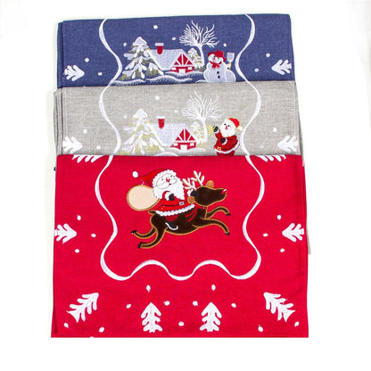 Explosive Christmas Ornament Fabric Santa Embroidered Table Banner - Cruish Home